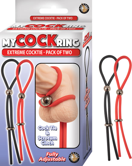 My Cockring Extreme Cock Tie 2 Pack- Black & Red