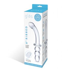 Glas Ribbed G Spot Glass Dildo - 8"