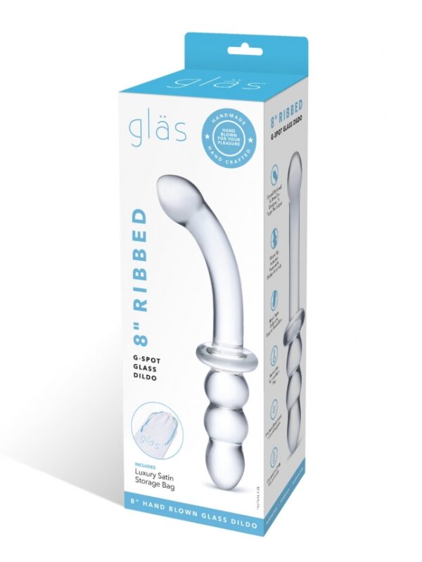 Glas Ribbed G Spot Glass Dildo - 8"