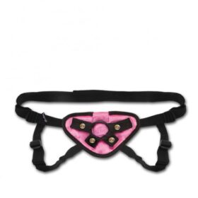 Velvet Knit Strap On Harness - Pink