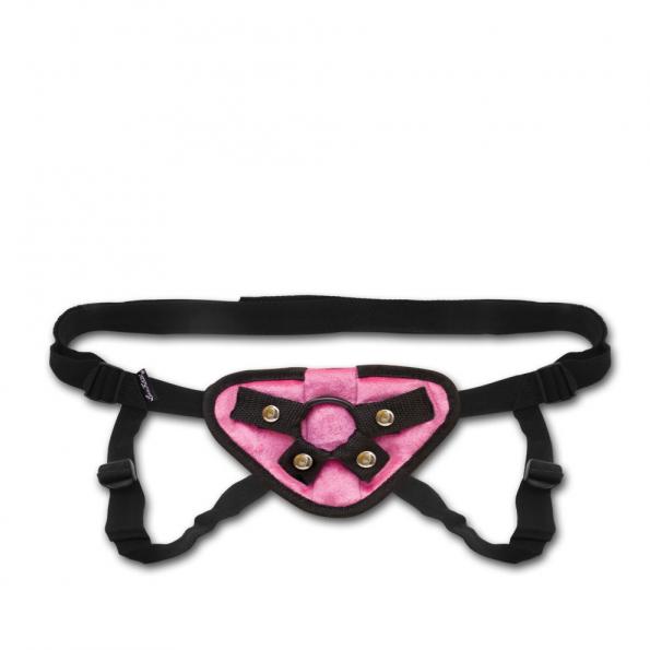 Velvet Knit Strap On Harness - Pink