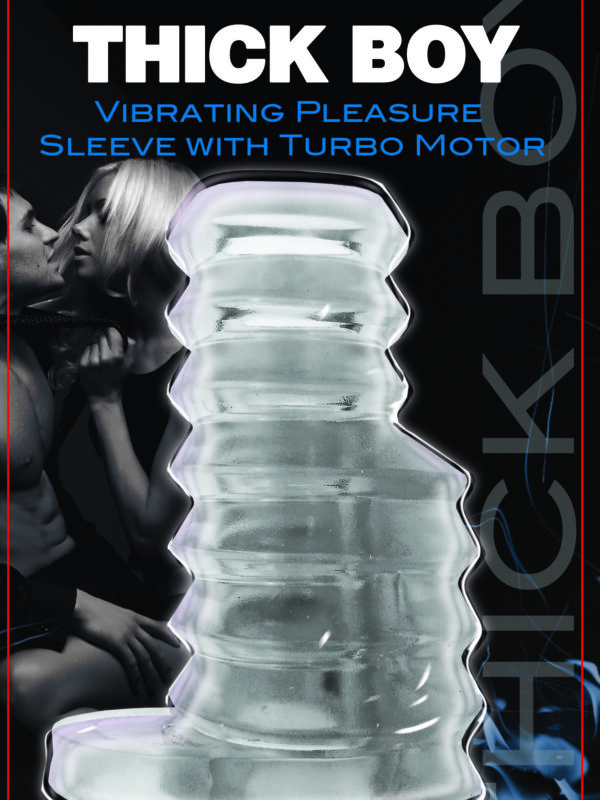 Thick Boy Turbo Vibrating Penis Sleeve - Clear