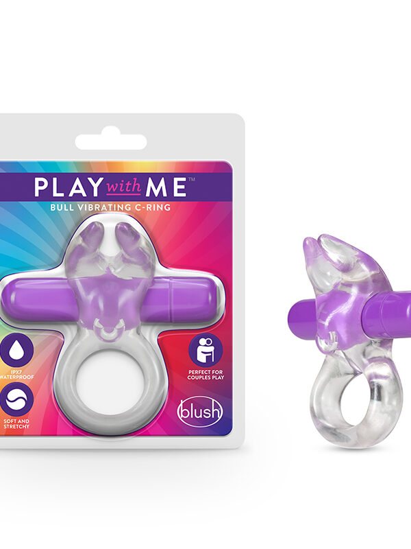 Play With Me Bull Vibrating Cock Ring - Purple