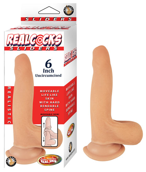 Sliders Uncircumsized Realistic Dildo - 6" Flesh