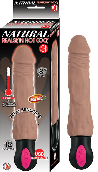 Realskin Hot Cock #3 Vibrating Dildo - Brown