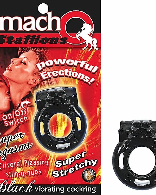 Macho Stallions Vibrating Cock Ring - Black
