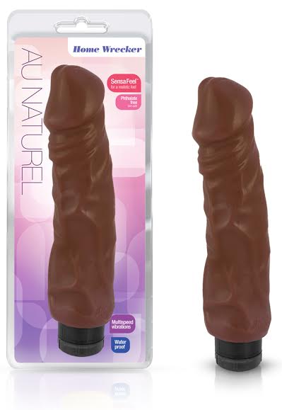 Home Wrecker Realistic Vibrating Dildo - 9.25" Brown