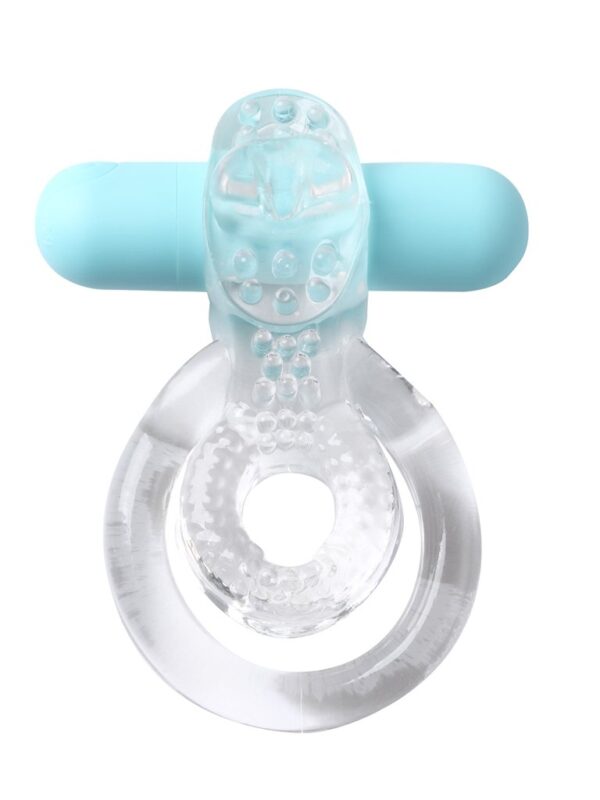 Jayden Vibrating Double Cock Ring - Clear