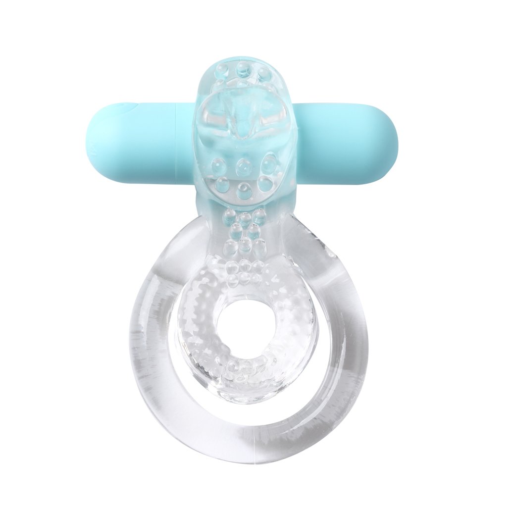 Jayden Vibrating Double Cock Ring - Clear