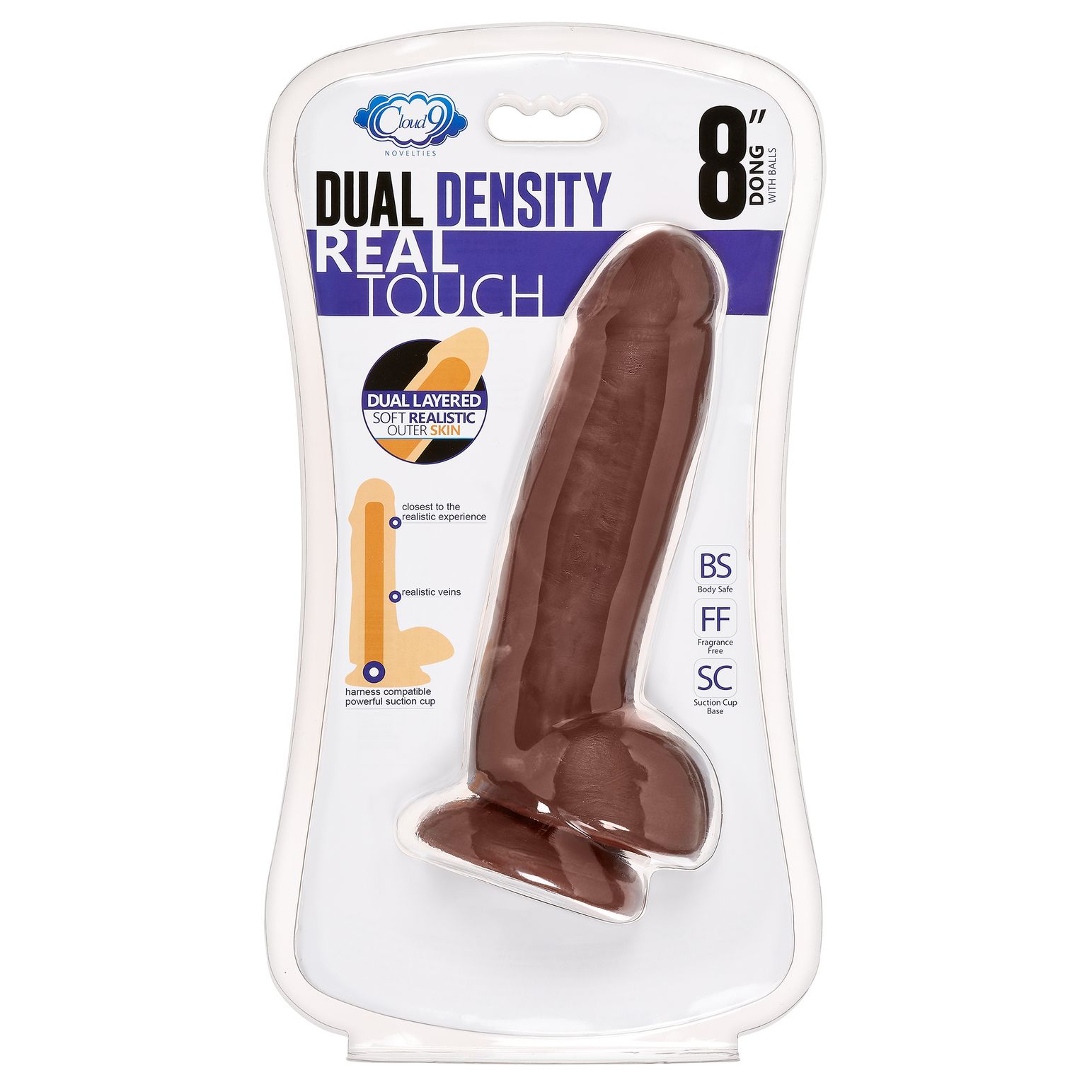 Cloud 9 Dual Density 8in Thick Realistic Dildo - Brown - Image 5