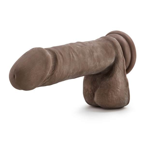 Dr. Skin Plus 9in Thick Posable Dildo with Squeezable Balls - Chocolate - Image 3