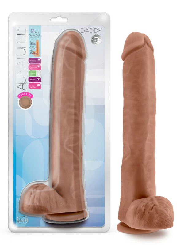 Au Naturel Daddy 14in Giant Realistic Dildo - Mocha
