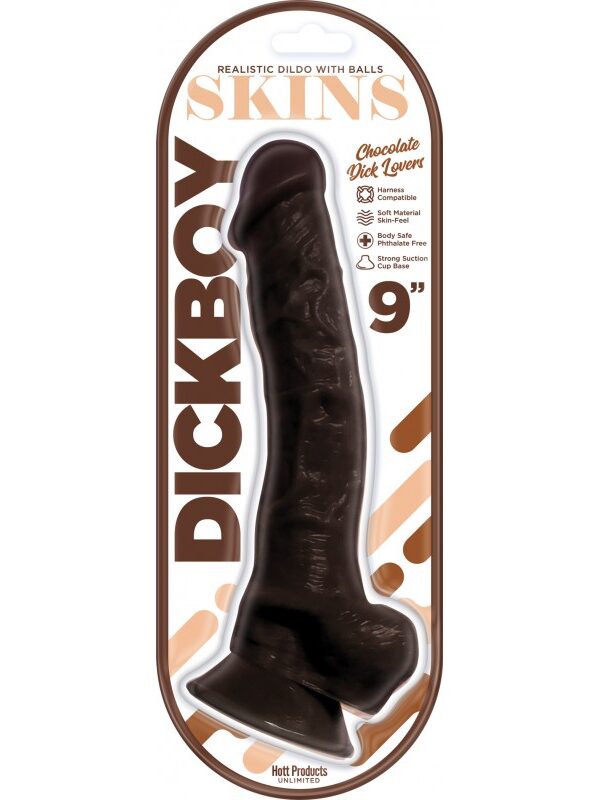 Dickboy Skins 9in Realistic Suction Cup Dildo - Chocolate