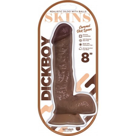 Dickboy Skins 8in Realistic Suction Cup Dildo - Caramel