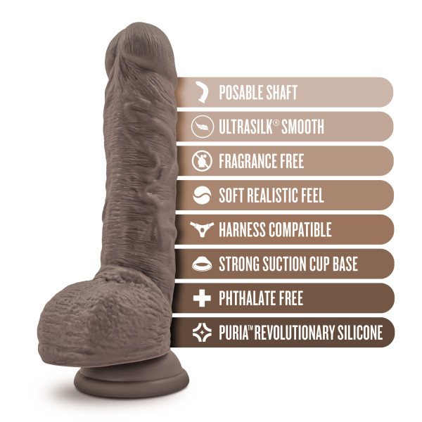 Alternative view of Dr. Skin Dr. Mason 9in Posable Silicone Dildo - Chocolate