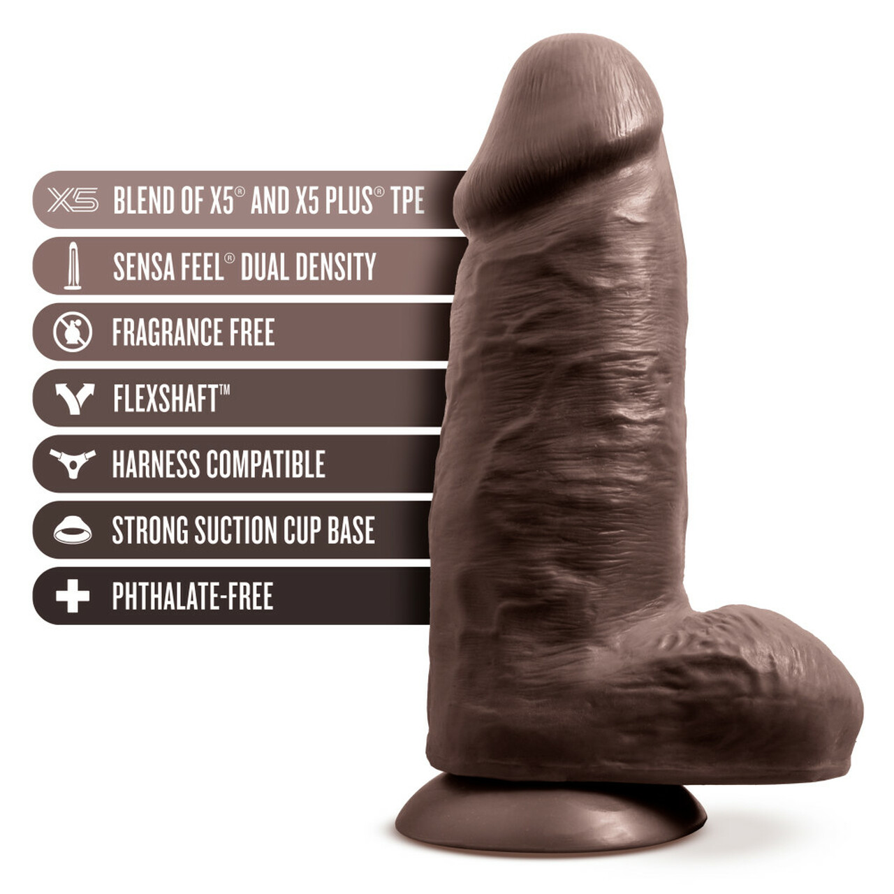 Au Naturel Chub 10in Huge Realistic Dildo - Chocolate - Image 4