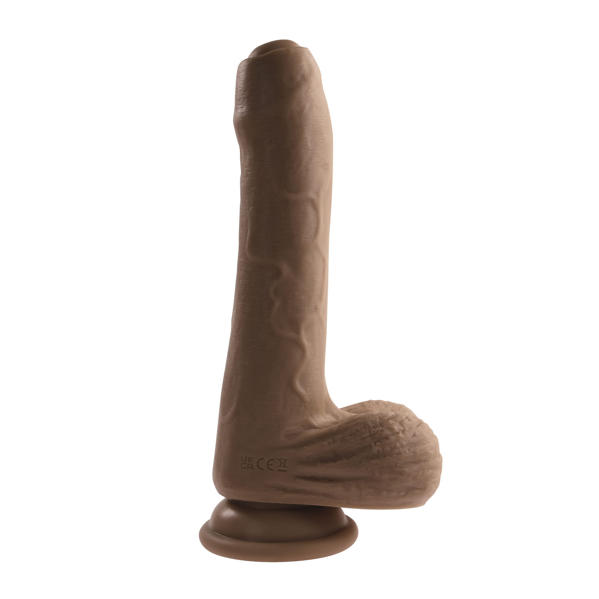 Peek-A-Boo Uncircumcised Vibrating Dildo 8in - Dark - Image 5
