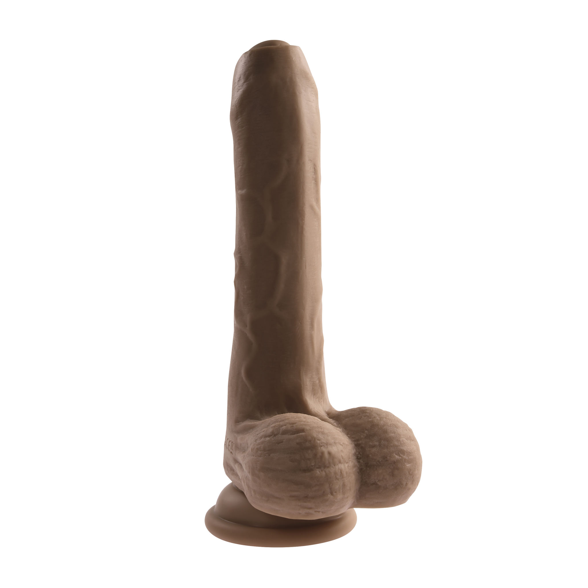 Peek-A-Boo Uncircumcised Vibrating Dildo 8in - Dark - Image 6