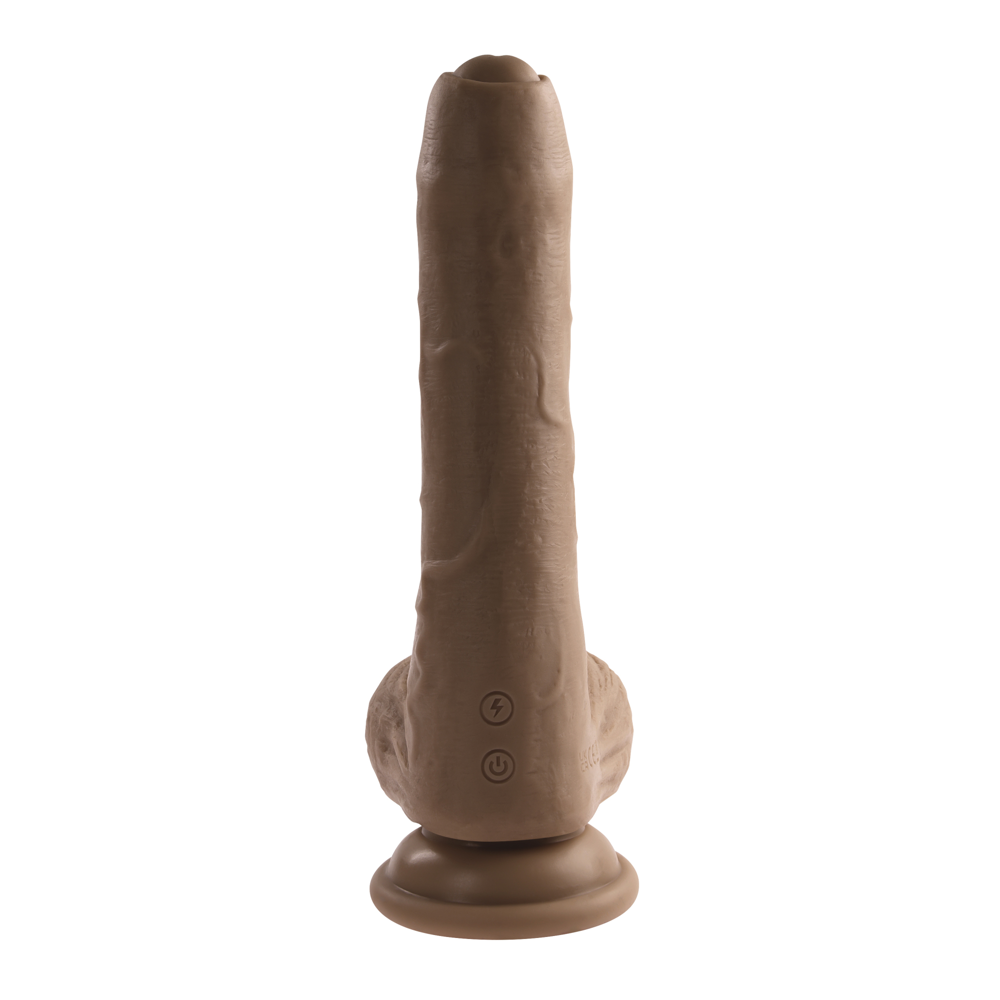 Peek-A-Boo Uncircumcised Vibrating Dildo 8in - Dark - Image 7