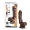 Dr. Skin Plus 8in Thick Posable Dildo with Squeezable Balls - Chocolate