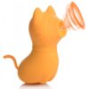 Orange Sucky Kitty cat-shaped clitoral suction stimulator, side view with suction waves
