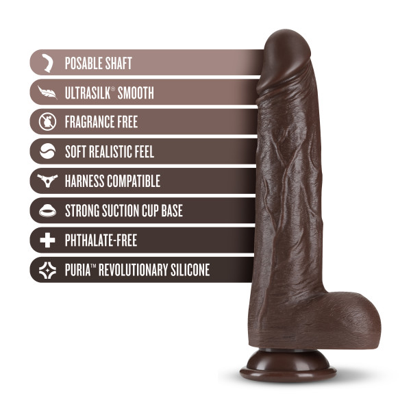 Alternative view of Dr. Skin Dr. Murphy 8in Thrusting Dildo - Chocolate