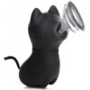 Black Sucky Kitty cat-shaped clitoral suction stimulator, side view with suction waves
