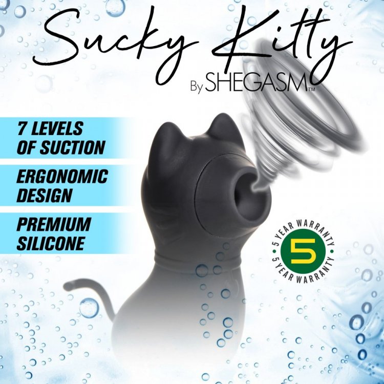 Shegasm Sucky Kitty 7x Clitoral Stimulator - Black - Image 2