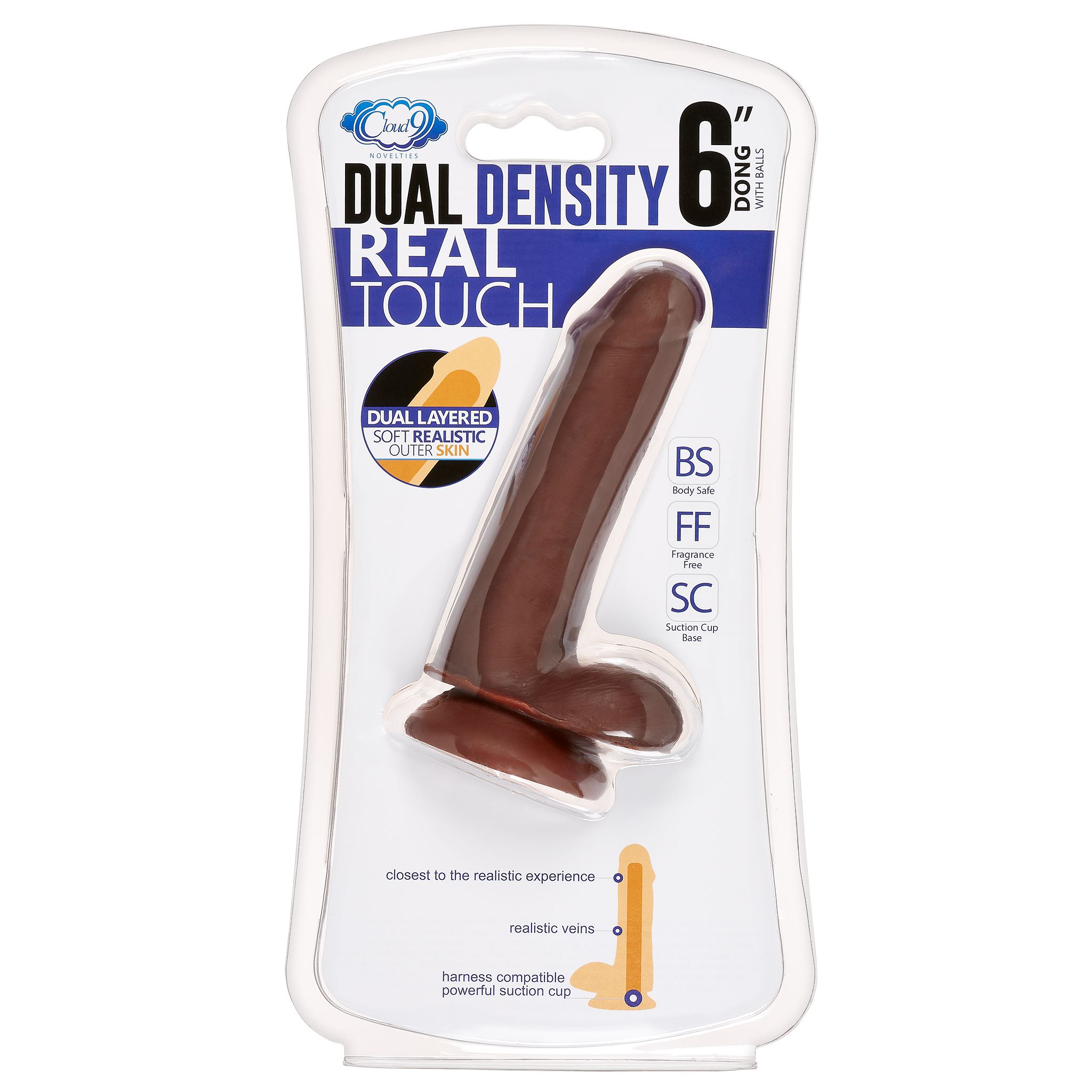 Cloud 9 Dual Density 8in Thick Realistic Dildo - Brown - Image 7