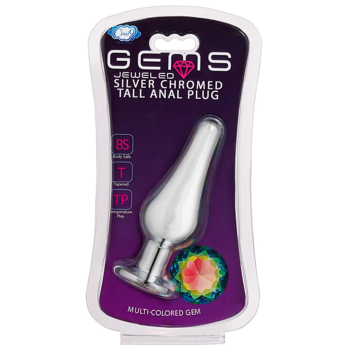 Gems Chrome Jeweled Anal Plug - Small - Image 3
