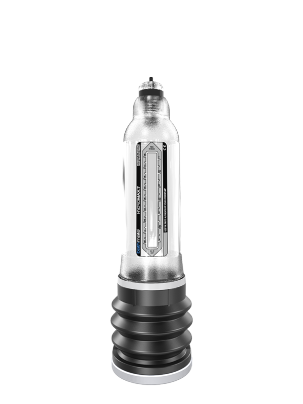 Crystal Clear Bathmate Hydromax 7 water penis pump with black bellows base