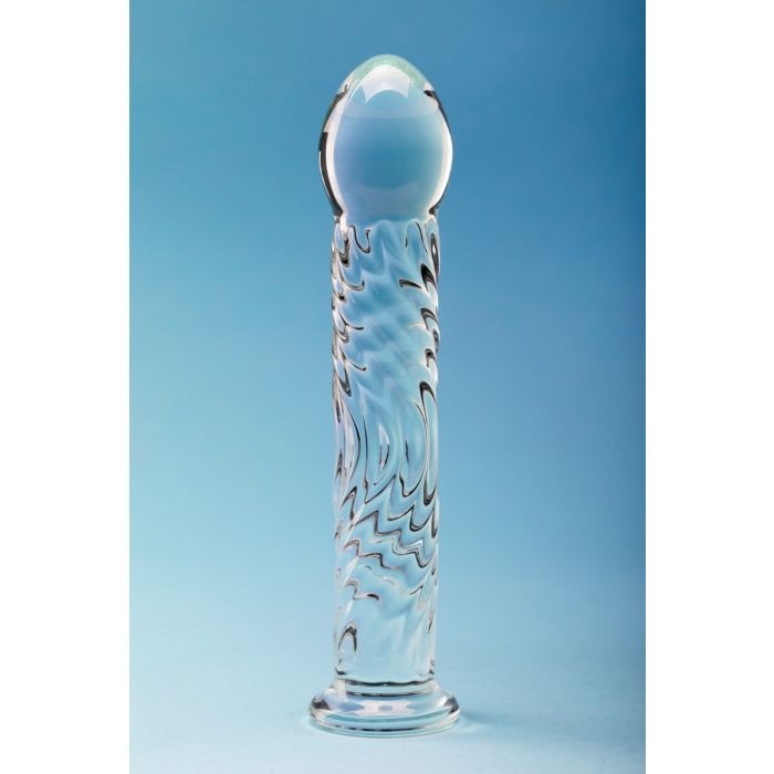 Clarity Seraphic Ripple 6.2" Textured Glass Dildo - Image 3