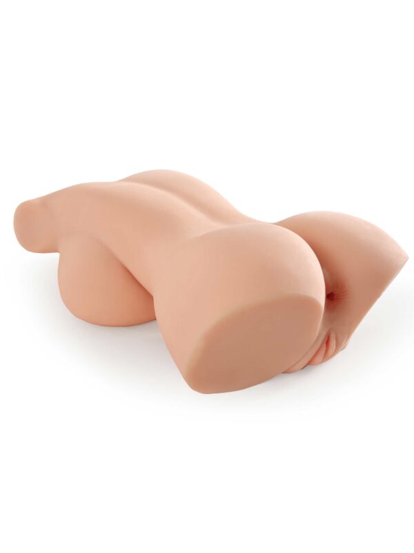 Perfect 10 torso masturbator, light, lying face-down showing the rear and anal opening