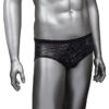 Radiance rhinestone mesh briefs on a mannequin, front view