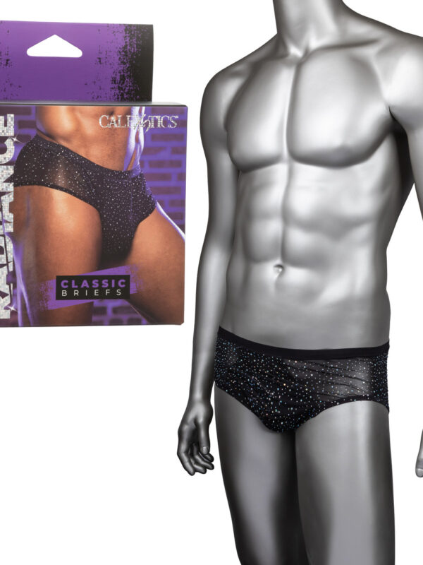 Retail package for the Radiance rhinestone mesh briefs