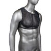 Black rhinestone crop top for men on a mannequin