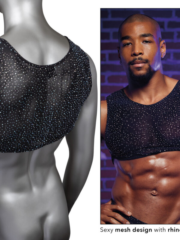 Radiance crop top on a mannequin with a model inset