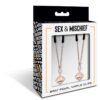 Sex & Mischief Brat pearl nipple clamps in rose gold shown in the retail box