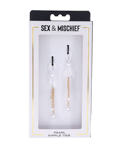 Sex & Mischief pearl nipple ties in the retail box