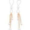 Sex & Mischief pearl nipple ties - clear adjustable loops with three dangling faux pearls