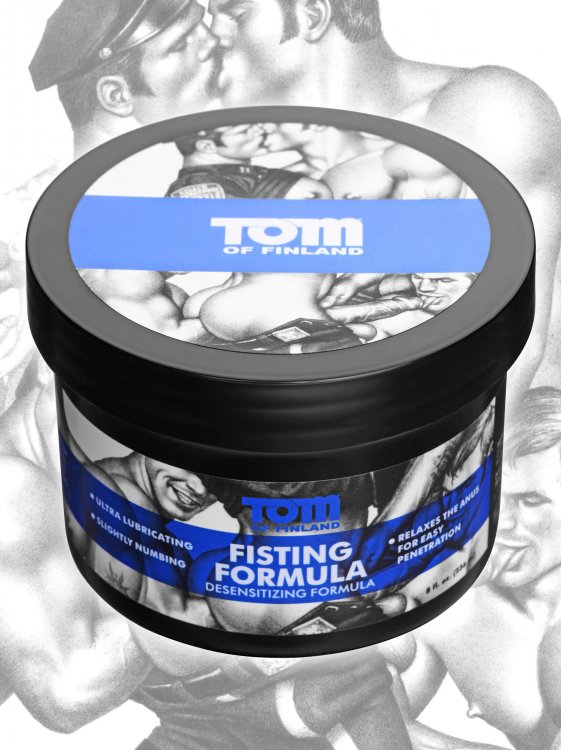 Tom of Finland Fisting Formula jar with Tom of Finland artwork