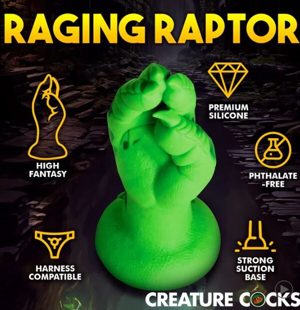 Raptor Claw features - premium silicone, phthalate-free, suction base, harness compatible
