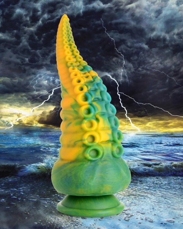 Monstropus tentacle dildo rising from a stormy sea scene