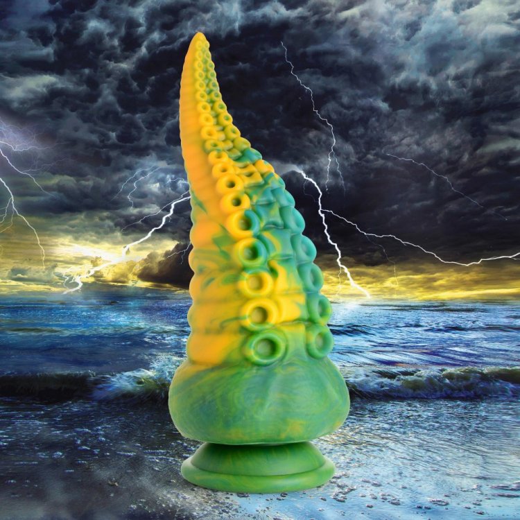 Monstropus tentacle dildo rising from a stormy sea scene