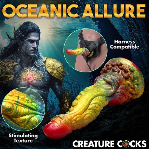 Majestic Merman texture close-up and strap-on harness compatibility illustration