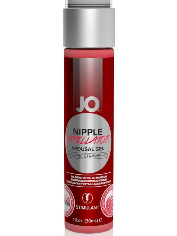JO Nipple Titillator strawberry arousal gel in its 1 oz bottle