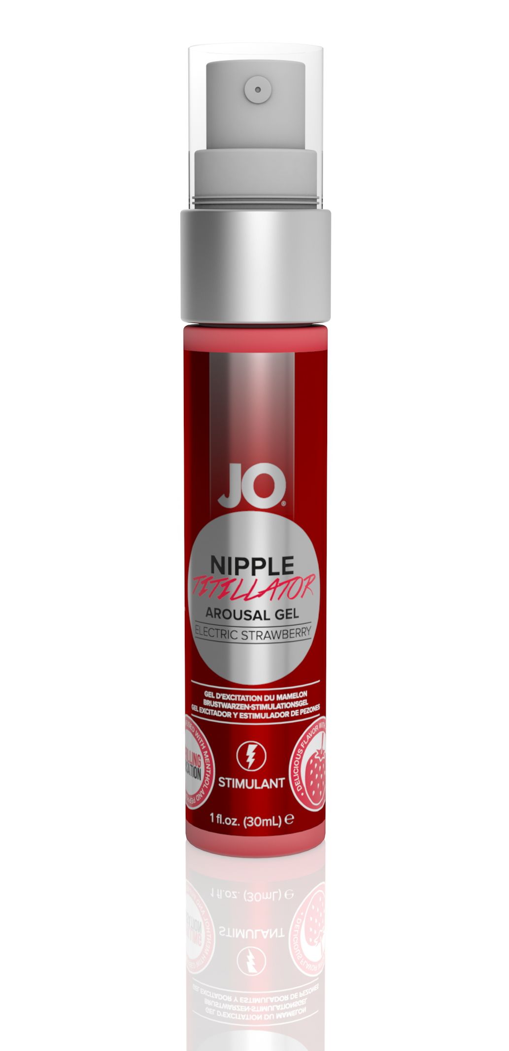 JO Nipple Titillator strawberry arousal gel in its 1 oz bottle