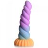 Creature Cocks Mystique unicorn horn dildo with an orange, blue and purple spiral