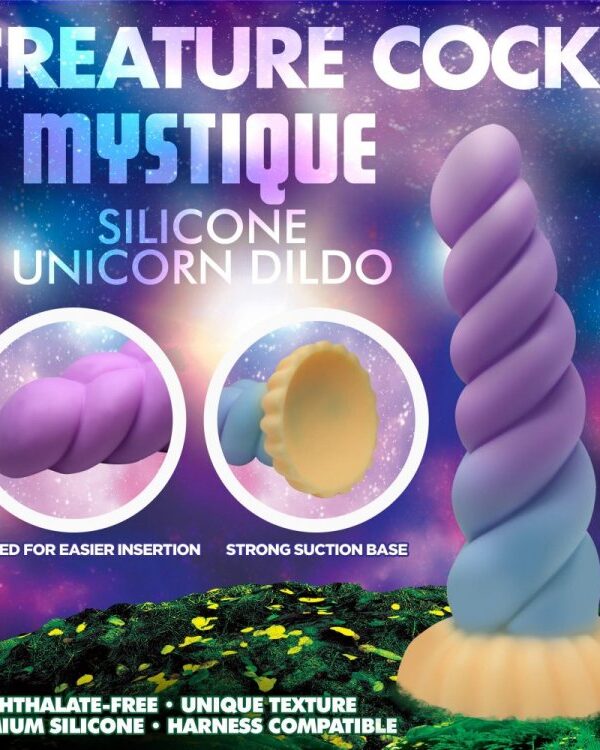 Mystique feature chart showing the tapered tip and strong suction base