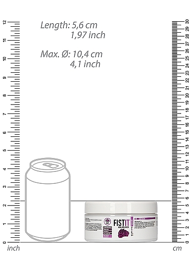 Fist It Anal Relaxer 300ml jar size compared against a ruler